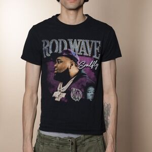 Rod Wave Soulfly Graphic T Shirt Black Purple Gold Chains Rap Men's Size Small